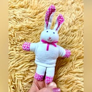 Easter Spring Bunny Rabbit finger puppet white pink floral gift Pier 1 NWOT